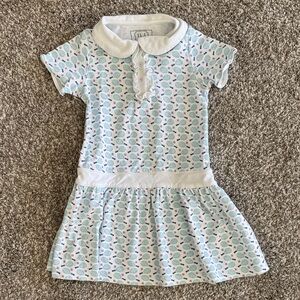 Adorable White and Blue Tennis Racquet Dress